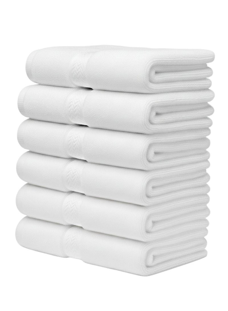 1Chase Luxury Hand Towels Cotton Hotel spa Bathroom Towel 16x30 Set Of 6 White