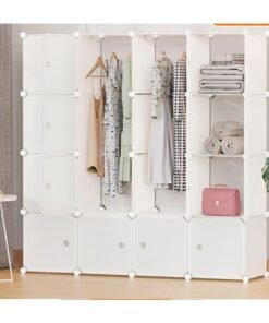 DubaiGallery Portable Closet Storage Rack Environmentally Friendly Resin Material, DIY Assembly. Modular Bookcase, Bedroom, Storage Rack with Door