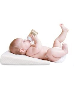 Beauenty Crib Wedge for Baby Nursing Memory Foam Baby Sleeping Wedge Pillow Infant Sleep Pillow with Removal Waterproof Cotton Cover (White)