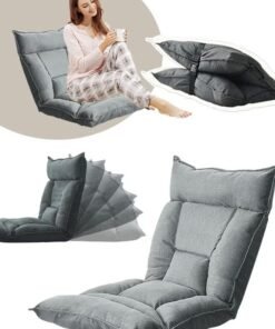XiuWoo Floor Chair with Back Support Folding Lazy Floor Sofa Cushion Lazy Couch Lounge Tatami Lounger Floor Seat with 6 Position Adjustable Backrest Neck Pillow Fully Assembled for Meditation Reading Gaming