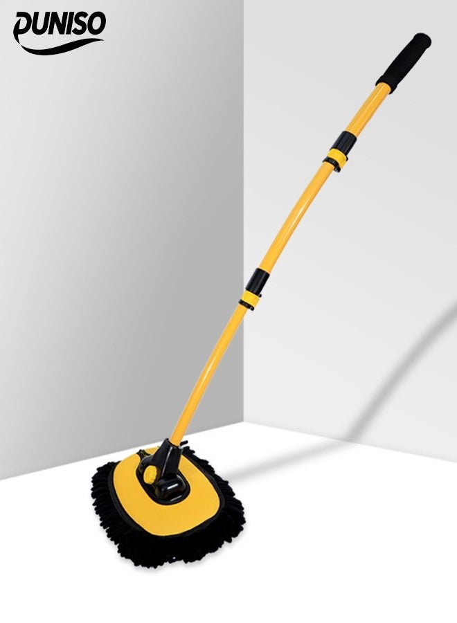 DUNISO Car Cleaning Mop, Washable Mop Head with Non-Slip Ergonomic Handle -Scratch-Free Cleaning for Car Exterior, Interior, Windows, Dashboard, and Multi-Surface Household Use