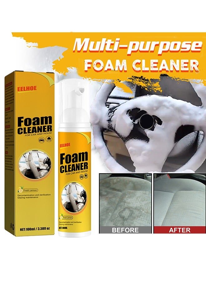 EELHOE Foam Cleaner,Flushing Car Interior Cleaning,Grease-Free Cleaner All Purpose Foam Cleaner Spray Lemon Flavor For Car House Kitchen-100ml