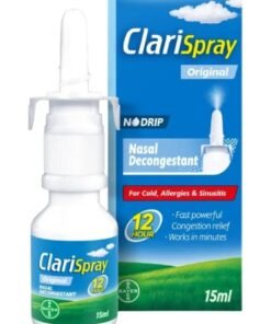 BAYER ClariSpray No Drip Nasal Decongestant Fast and Powerful Spray For Allergy Relief 15ml