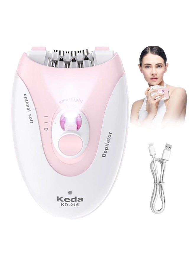 Keda Portable Hair Remover for Women, USB Charging Hair Extractor, Women's Facial Smart Electric Hair Remover, Eyebrow Lips Body Facial Easily painless Removes Hair - Pink