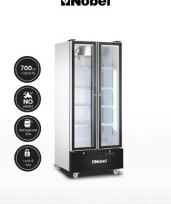 Nobel 700L Gross / 436L Net Capacity Double Door Upright Chiller, Electronic Control, R290 Refrigerant 436 L 300 W NSF850 Black/White