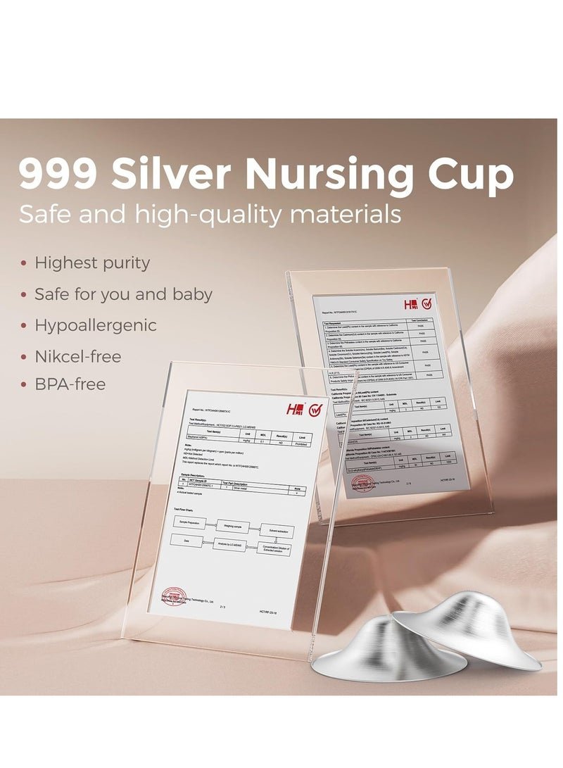 Momcozy 999 Silver Nursing Cups, Hole-Free Design, 999 Silver Nipple Shields, Breastfeeding Essentials, Silver Nipple Shields for Breastfeeding Newborns, Metal Nipple Shields - Image 2