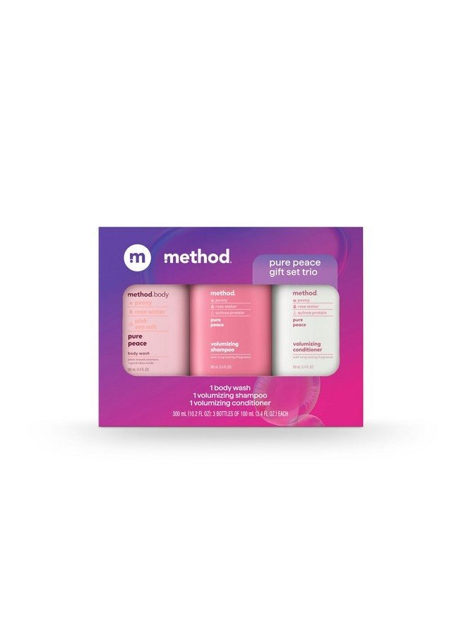 Method Body Wash and Hair Care Gift Set, Pure Peace, 3.4 oz Travel Size Bottles