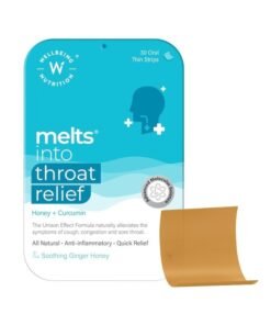 WELLBEING NUTRITION Melts Instant Throat Relief | Organic Tulsi, Manuka Honey, Clove, Licorice, Curcumin, Ginger, Mint for Cough, Sore Throat, Irritation and Pain Relief, 30 Oral Strips