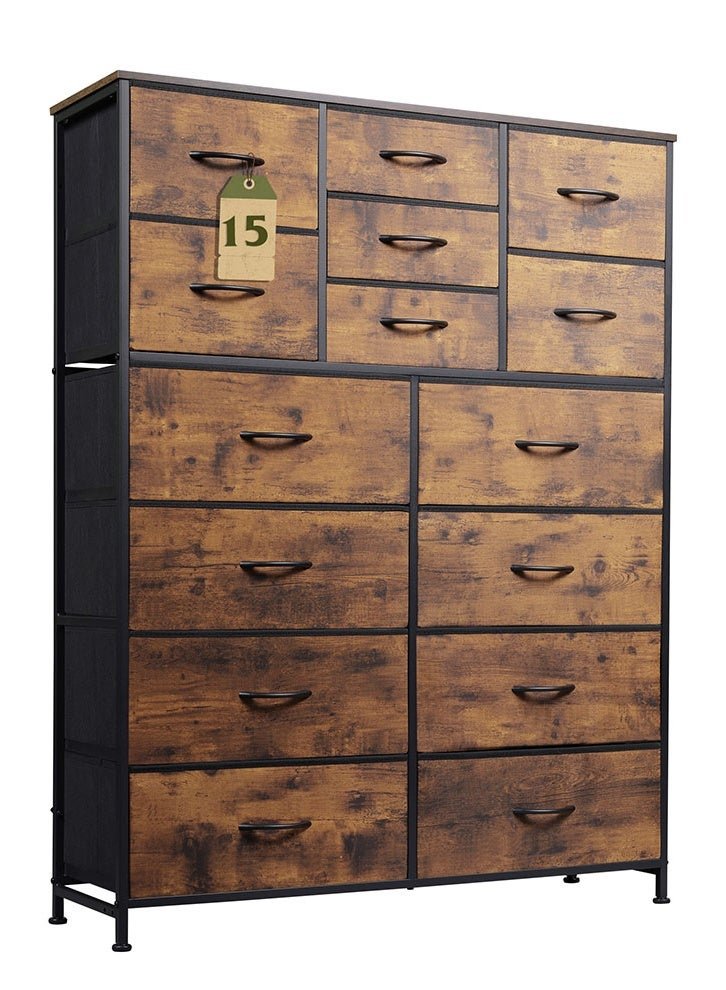 keke 15-drawer large size Fabric model For inside Home Bed Room Storage Cabinet Brown Color 100cm