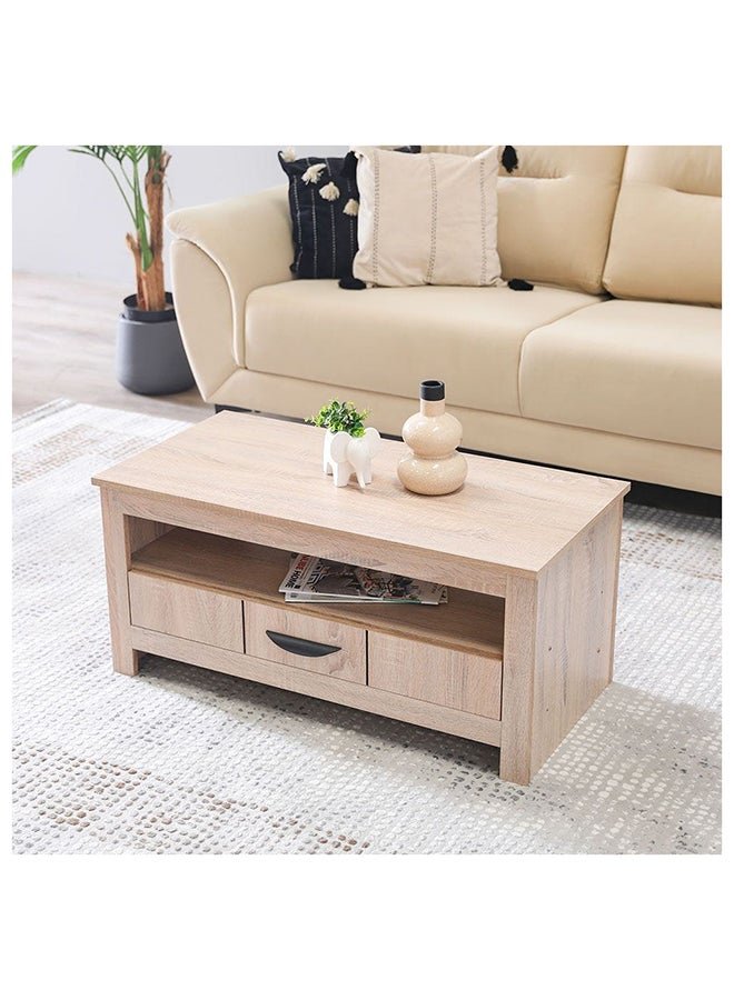DANUBE HOME Anton 1 Drawer Coffee Table Multifunctional Living Room Desk Space Saving Center Table Modern Design Furniture For Home Living Room L 90 x W 40 x H 40 cm Sonoma Oak - Image 2
