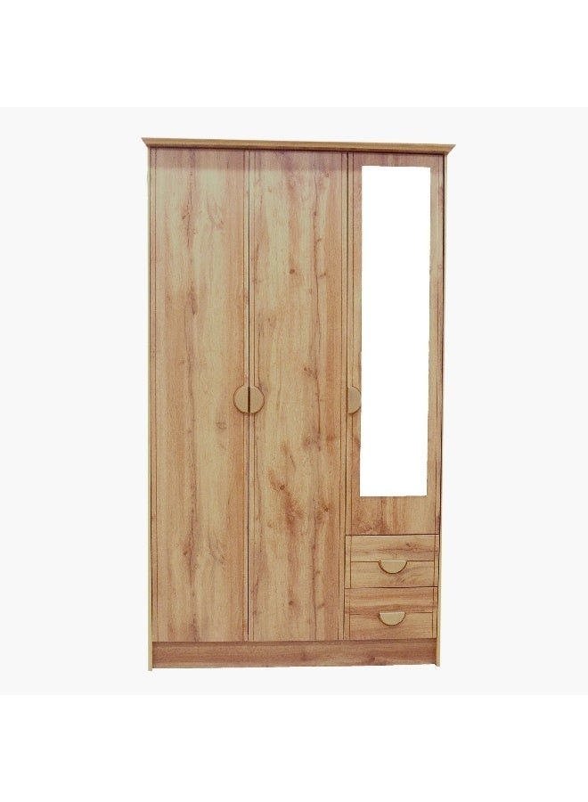 Home Box Carnation 3-Door Wardrobe with 2 Drawers and Mirror 55 x 198.5 x 117 cm