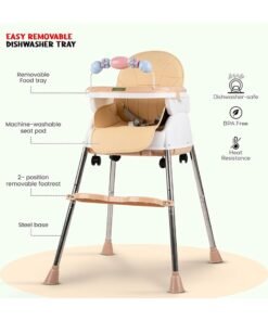 Alternative view of BAYBEE 4-In-1 Nora Convertible High Chair For Kids With Adjustable Height And Footrest, Toddler Feeding Booster Seat And Tray Safety Belt - Beige