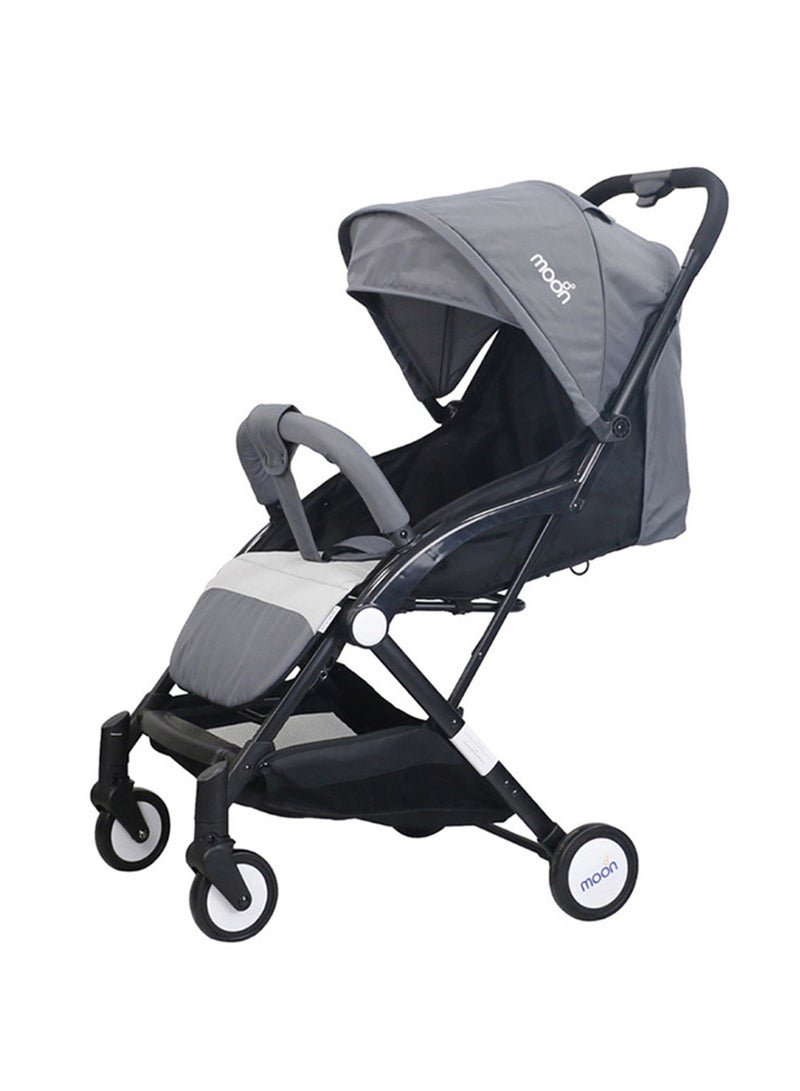 Moon Compact Stroller – Fold, Cabin-Approved, Air Travel Friendly, Lightweight, Easy Carry, for 0–3Y (0–18kg) – Mid Grey