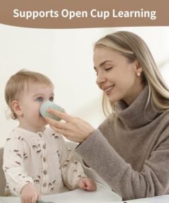 Alternative view of Moonkie Silicone Baby Cups 4 Months+ | Open Training Drinkware for Infants with Confetti Sprinkles | Baby-Led Weaning Essential | 2 oz (Ether/Mint, 2 Pack)