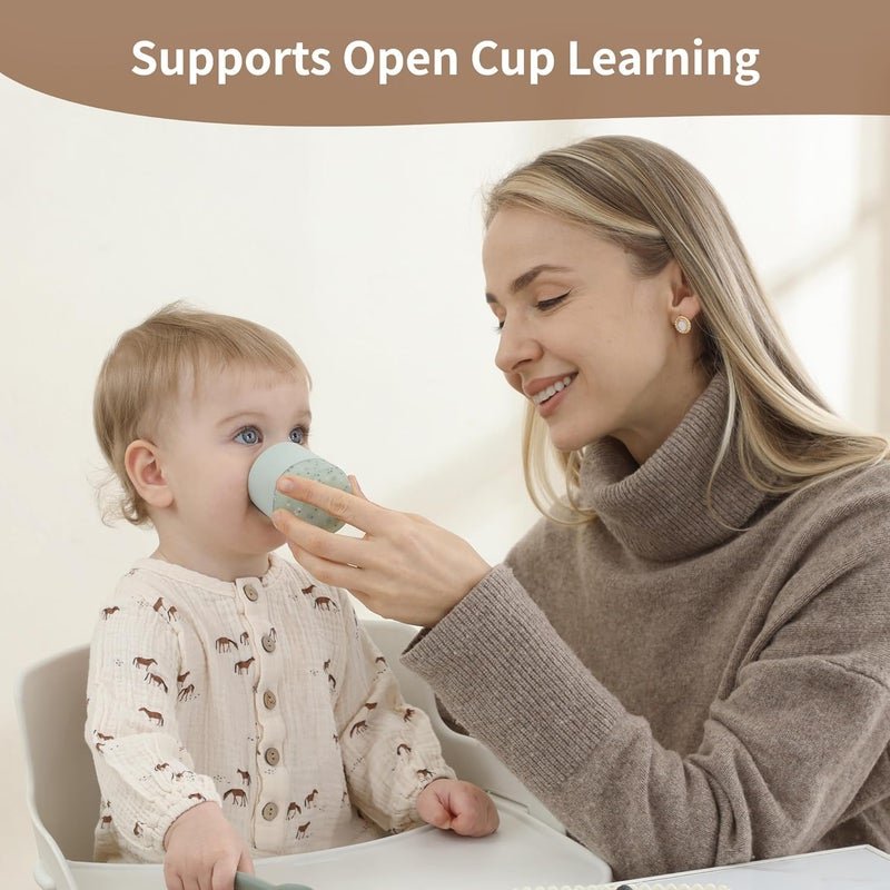 Moonkie Silicone Baby Cups 4 Months+ | Open Training Drinkware for Infants with Confetti Sprinkles | Baby-Led Weaning Essential | 2 oz (Ether/Mint, 2 Pack) - Image 2
