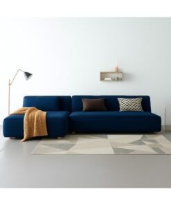 Al Zakharef Furniture Clarissa 3-Seater Luxury L-Shape Velvet Sofa with Free Pillows, Premium Wooden Frame, High-Density Seating Foam, Modern Corner Couch for Living Room Size L270 × W180 cm, Colour Sapphire Blue