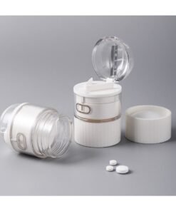 Pill crusher, portable pill box, pill splitter for small and large pills, pill cutter with storage compartment, portable pill cutter with grinding function, suitable for travel and daily use