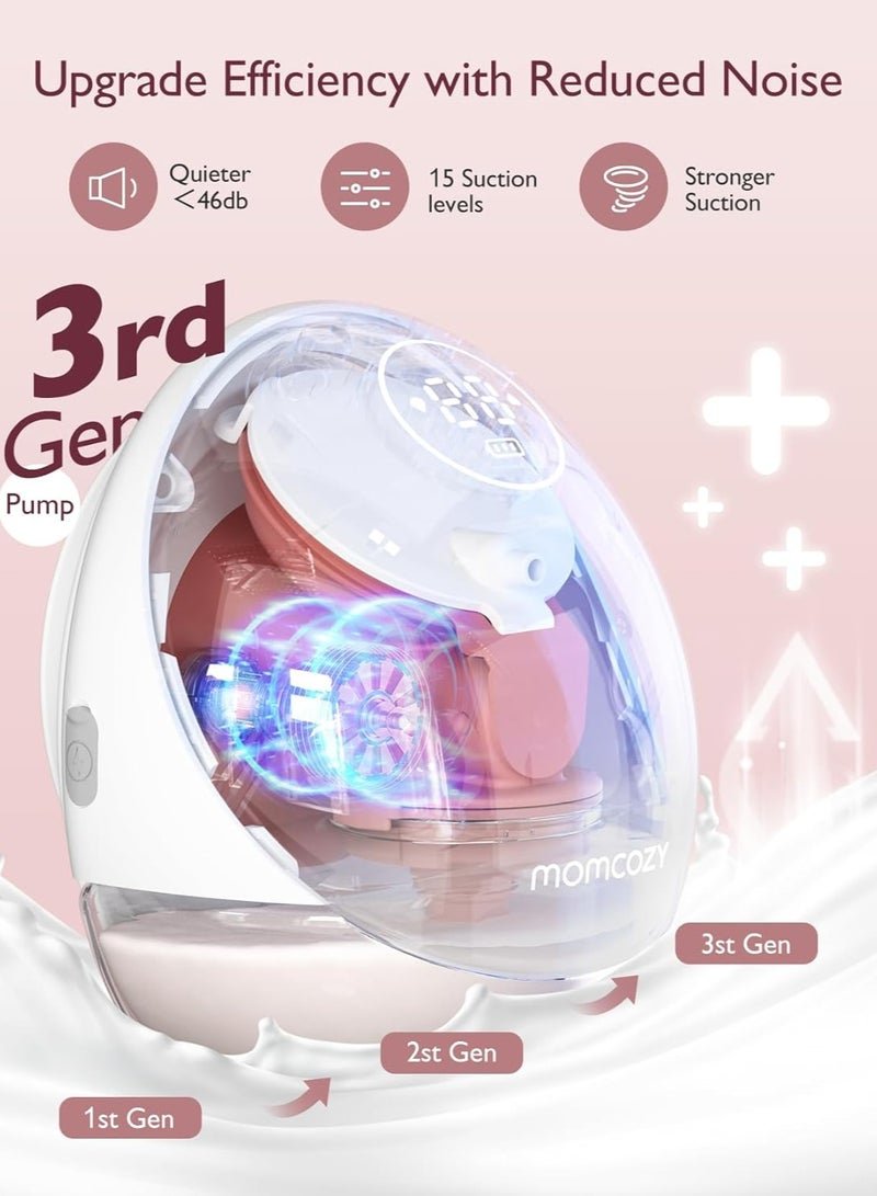 Momcozy M9 Breast Pump Hands-Free Mobile Flow, App Discreet Control with Personalized Multi-Modes and 15 Levels, Independent Breastmilk Storage, Wearable M9 Breast Pump 24mm - Image 2