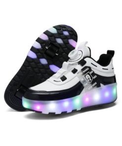 GGEROU Roller Skates Kids Roller Shoes Boys Girls Sneakers with Wheels Flashing Sport Sneaker Rechargeable Roller Skates Children's Gift Black