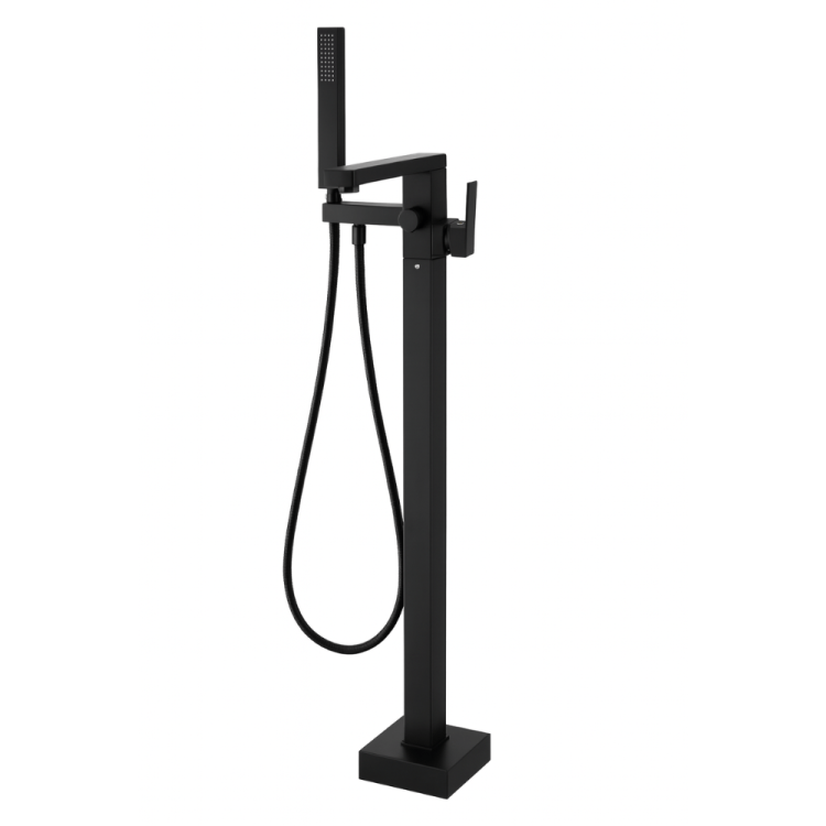 Black Freestanding Bath Mixer Faucet with Hand Shower