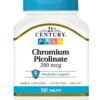 21st Century Chromium Picolinate 200 Mcg, 100 Tablets