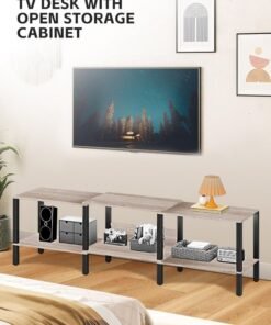 Alternative view of Ammar Space Modern TV Console for Living Room - 75 Inch Wood Media Center TV Stand with Open Storage Shelves TV Cabinet Media Storage Stand Console Table Industrial Design 173.5*40*51cm