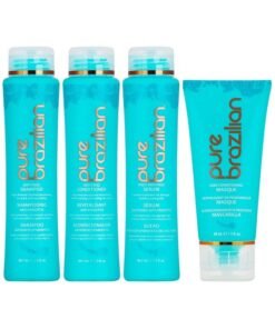Pure Brazilian 4 Piece Essential Travel Size Kit: Antifrizz Shampoo Conditioner Serum & Masque