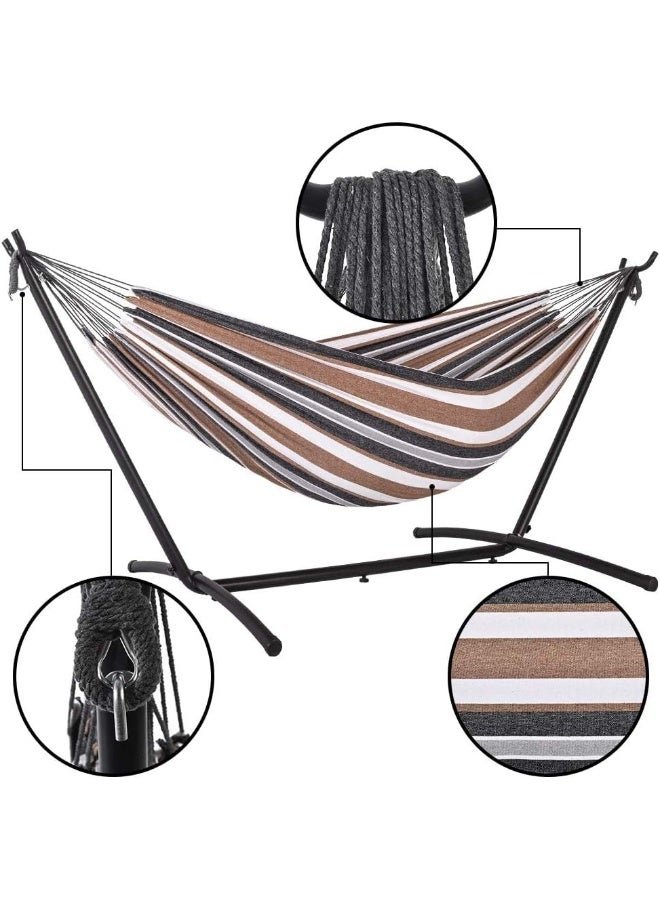 MOMENT Hammock With Stand For Outside, Heavy Duty Space Saving Steel Stand With 450 Lb Capacity, Double Hammock With Portable Carrying Bag, Hamacas Para Adultos For Outdoors, Patio, Garden, Yard - Image 3