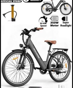Wind Horse F2 Electric Bike for Adults 350W Motor, 36V 13Ah Removable Battery, 32KM/H Max Speed, 40–80KM Range, Carbon Alloy Frame, 26 Inches Tires, Shimano 7-Speed, Dual Disc Brakes, Front Suspension, 3 Riding Modes