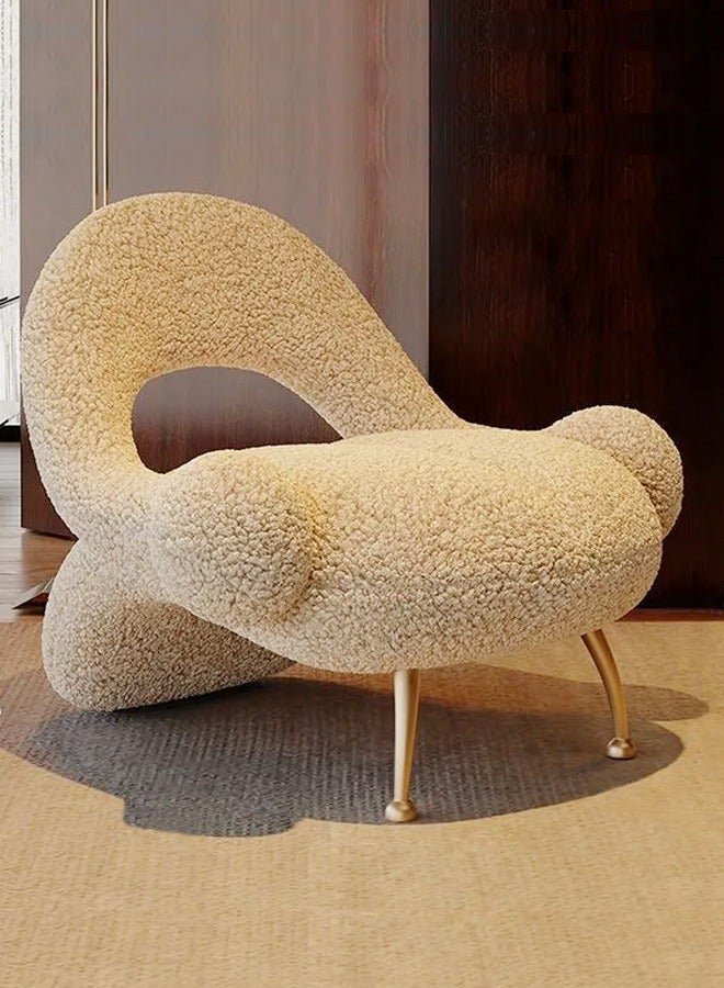 fashionhome Italian Luxury Artistic Design Leisure Sofa Chair Back Bent Style Reception Single Chair Contemporary Accent Chair Living Room Chair 78x78x80 cm (Fully Assembled)