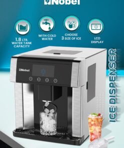 Nobel Ice Maker High-Capacity: 10-15 kg/24h Production, 600 g Ice Bin, 1.8 L Cold Water Tank, Automatic Dispensing, LCD Display, and Three Adjustable Ice Sizes for Ultimate Convenience 1.8 L 150 W NIM31 Silver