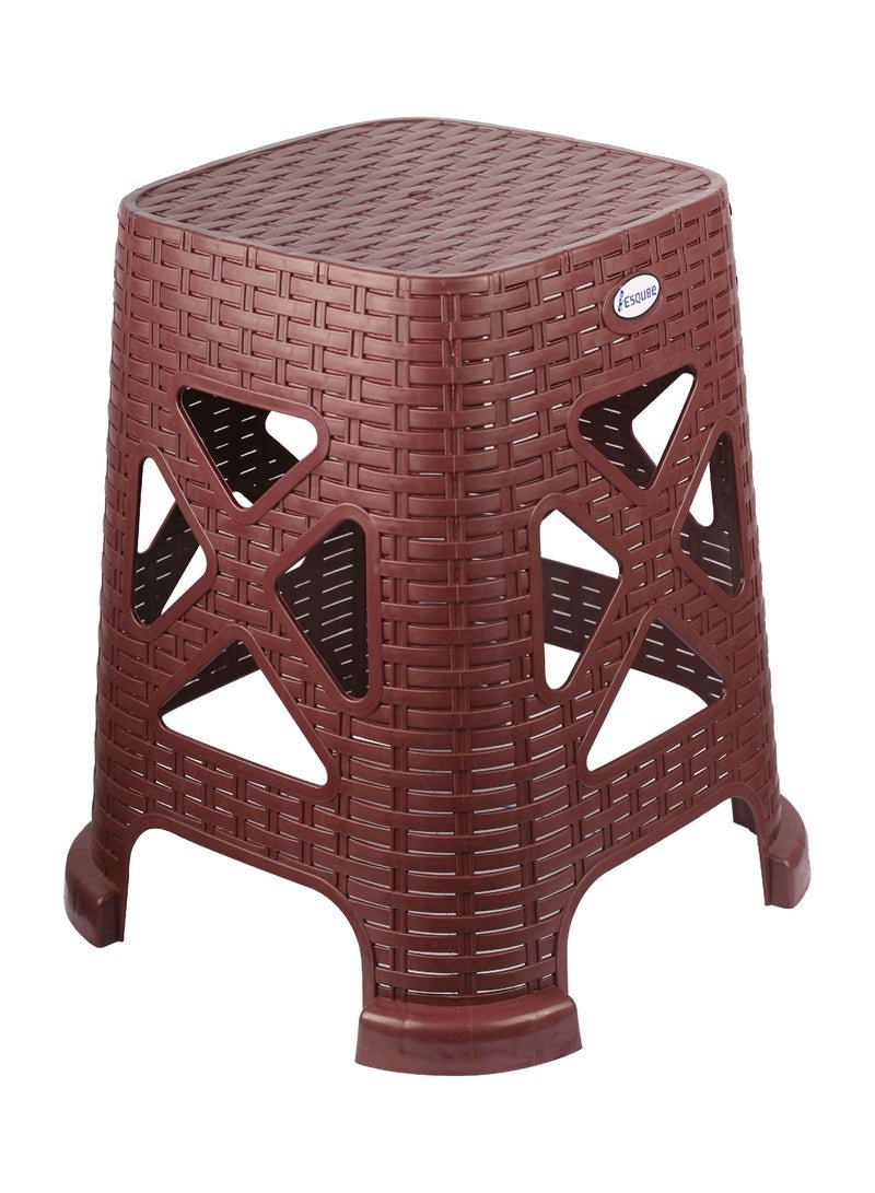 Esqube Plastic High Stool Square for Indoors and Outdoors Brick Red