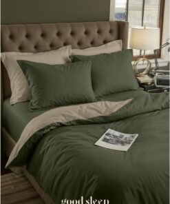Good Sleep Premium Dual Colour Duvet Set – 6-Piece Green | King Size 220x240 cm | Ultra-Soft, Wrinkle-Resistant & Made in Dubai | Includes Duvet Cover, Fitted Sheet & 4 Pillowcases