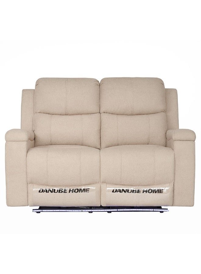 DANUBE HOME Paladin 2-Seater Fabric Recliner with LED & Cup Holder - Beige | Stylish & Comfortable Sofa | Ideal for Living Room Furniture