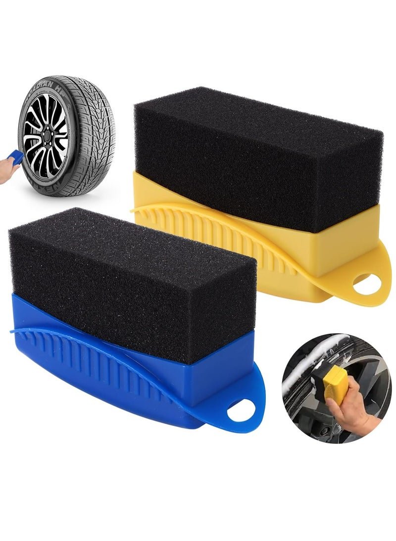 Oasisgalore 2 Pack Tire Dressing Applicator Car Tire Cleaning Sponge Pads Quick Cleaning Tool Car Wheel Waxing Sponge With Box Curved Sponge
