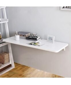VITION Computer Wall Mount Stand Folding Wall-Mounted Drop-Leaf Table, Metal Folding Shelf Bench Table Bracket (40 x 60cm) White