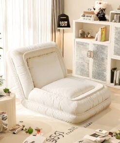 3-in-1 Lazy Sofa Bed - Adjustable Human Dog Bed Floor Chair for Adults Kids - Convertible Sleeper Chair Comfy Small Couch with Pillow for Living Room Bedroom(Beige)