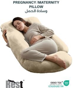 Rest Premium Velvet G Shaped Pregnancy Pillow  70x140cm  Maternity Full Body Pillow For Pregnant Women for Back , Hip , Neck and Knee Support with Removal Cover , Ivory