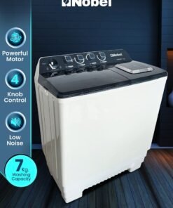 Nobel Semi Automatic Twin Tub Washing Machine, 1 Year Warranty 7 kg 150 W NWM8001 White