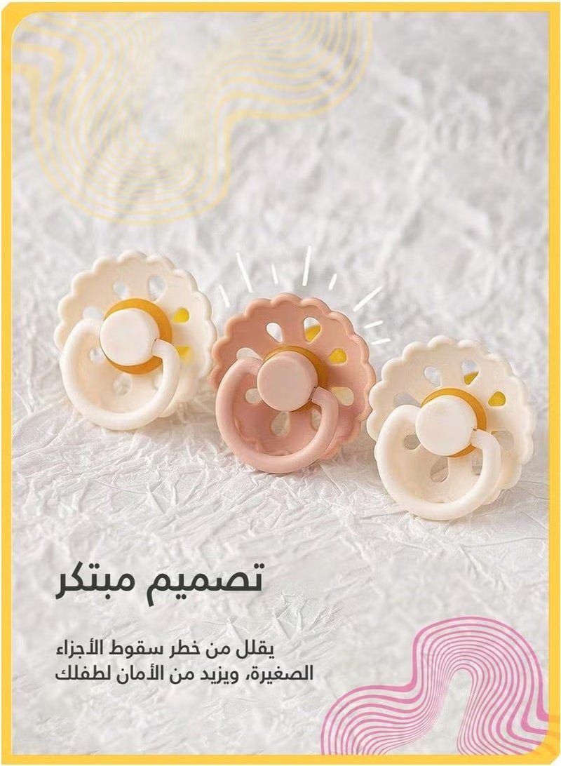 joybuy Natural Latex Flower-Shaped Baby Pacifier, Baby Flower Soothing Pacifier, Safe & Non-Toxic, Soft & Comfortable, Pacifier for Baby, 0 - 6 Months, Pink - Image 2