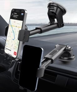 Motim Car Phone Holder for Dashboard Windshield, Adjustable Rotatable Car Phone Mount, Anti Shake Strong Suction Car Mobile Holder Compatible with iPhone 16/15/14 Series Galaxy S25/S24/S23, Xiaomi, and Other Phones