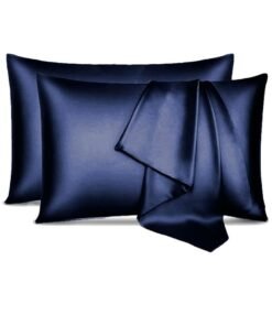 MahMir® Silk Satin Pillowcase for Hair and Skin Queen - Blue Silk Pillowcase 2 Pack 76L x 51W CM (20x30 Inches) - Satin Pillow Cases Set of 2 with Envelope Closure (2pcs Blue)