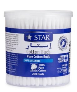 Star Cotton Swabs 200 Pieces - Soft & Flexible Ear Buds - 100% Pure Cotton Double-Ended Cotton Buds - Premium Quality Disposable Swabs - For Babies, Personal Care & Cleaning - Assorted Colors