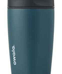 Owala SmoothSip Slider Insulated Stainless Steel Coffee Tumbler, Reusable Iced Coffee Cup, Hot Coffee Travel Mug, BPA Free 12 oz, High Dive