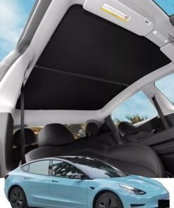 Motim Tesla Model 3 Roof Sunshade All Cover Style, Foldable Roof Sun Shade UV Rays Heat Insulation Cover,  No Gaps, Reflective Sunroof Shade, Tesla Model 3  Accessory