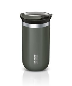 WACACO Octaroma LUNGO Vacuum Insulated Mug (300ml) - Double Wall Stainless Steel Coffee Travel Tumbler w/ Leakproof Drinking Lid, Reusable, Washable, BPA-Free, Hot & Cold - Dim Grey Dim grey