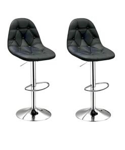 Sabir & Bros Furniture LLC SBF Height Adjustable Bar Stools | Set of 2 PU Leather Swivel Chairs with Backrest and Footrest | Hydraulic Chrome Base for Kitchen & Dining, Black