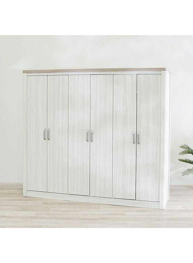 DANUBE HOME Olivos 6 Door Wardrobe Extra Sturdy Closet Clothes Storage Cupboard Modern Design Space Saving Cabinet for Bedroom 231x54x204 cm Ash Grey/Oak