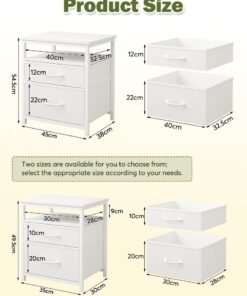 FAMAPY "Bedside Table,Nightstand With Fabric Drawer,End Table With Open Shelf,Night Stand For Bedside Warm White