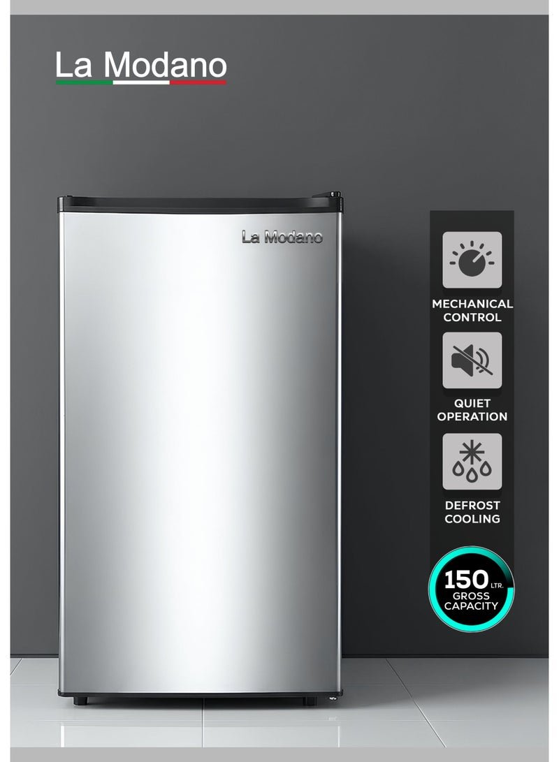 La Modano 150L Gross / 83L Net Single Door Refrigerator, Manual Temperature Control, R600a Refrigerant, LED Light, 2 Glass Shelves + 1 Drawer, Inside Condenser, Recessed Handle - LMR150D (1 Year Warranty)